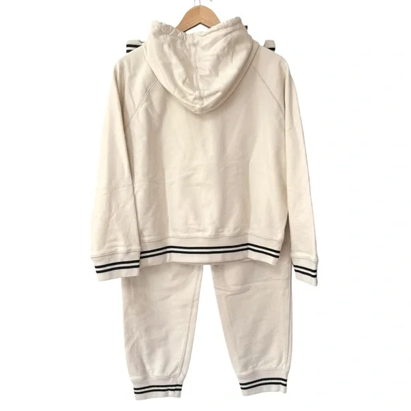 J.CREWUniversity Terry Hoodie & Jogger Set in Natural Striped Cuffs, Size S